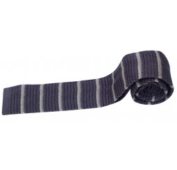 Brown Striped Knitted Tie