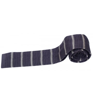 Brown Striped Knitted Tie