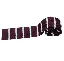 Burgundy Striped Knitted Tie