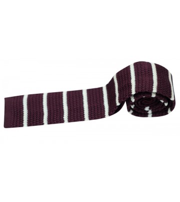 Burgundy Striped Knitted Tie